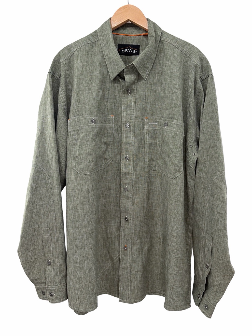 Orvis Men's Long-Sleeve Button-Up Shirt In Olive Green Size Xl